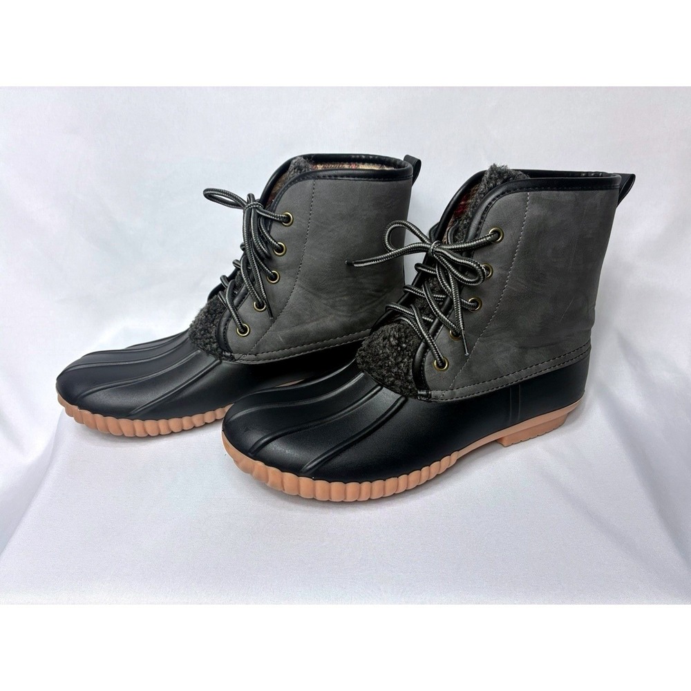 Simply Southern Duck Boots Womens 10 Black Gray Plaid Lined Excellent Condition - Picture 3 of 7